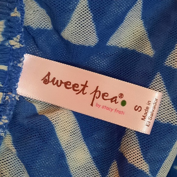 Sweet Pea Dress Womens Small Blue Strapless Faux Wrap Elastic Midi - Picture 5 of 9